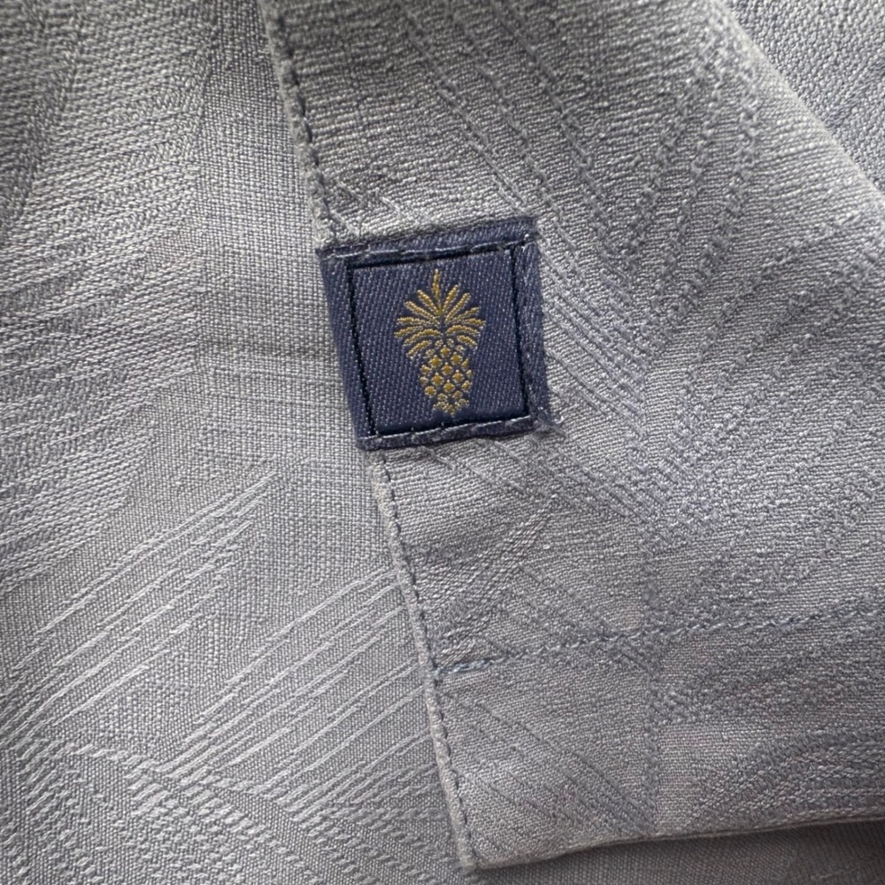 Tommy Bahama 109% Silk Camp Shirt Mens 4XB Blue Jacquard Leaf Short Sleeve - Picture 7 of 15